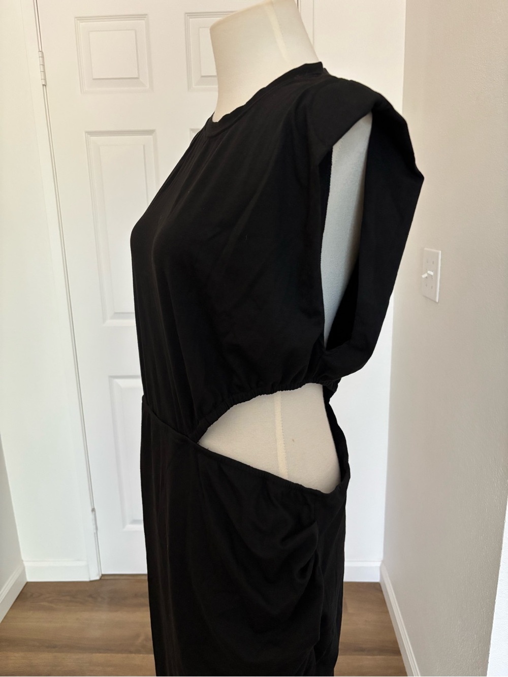 NWT Cupshe Black Midi Dress with Side Drape - Picture 5 of 16